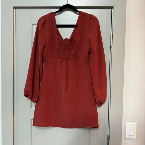 ALTAR'D STATE | Long Sleeve Deep Cut Knot Mini Dress Size Medium - Picture 2 of 11